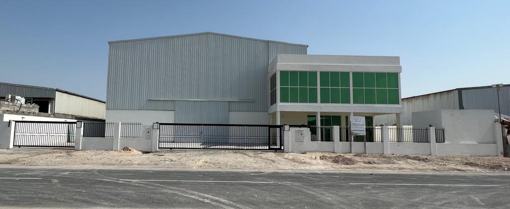Metal clad warehouse with a glazed office frontage